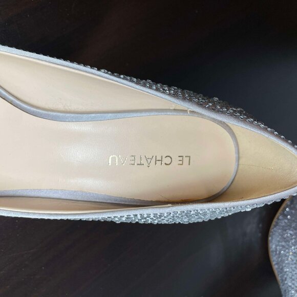 NEW Silver High-heeled Shoes with Rhinestones, sz 38 - Picture 6 of 7